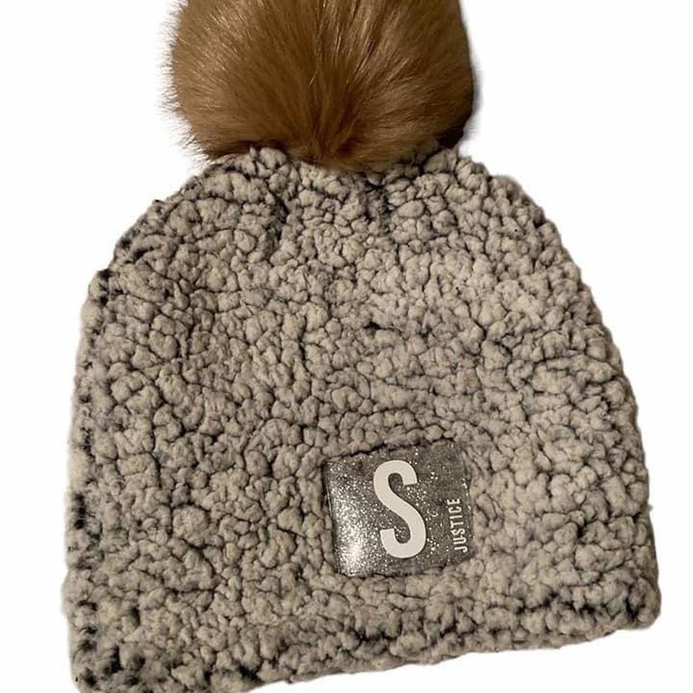 💙4/$28💙 Justice Girls S Monogrammed Sherpa Pompom Beanie